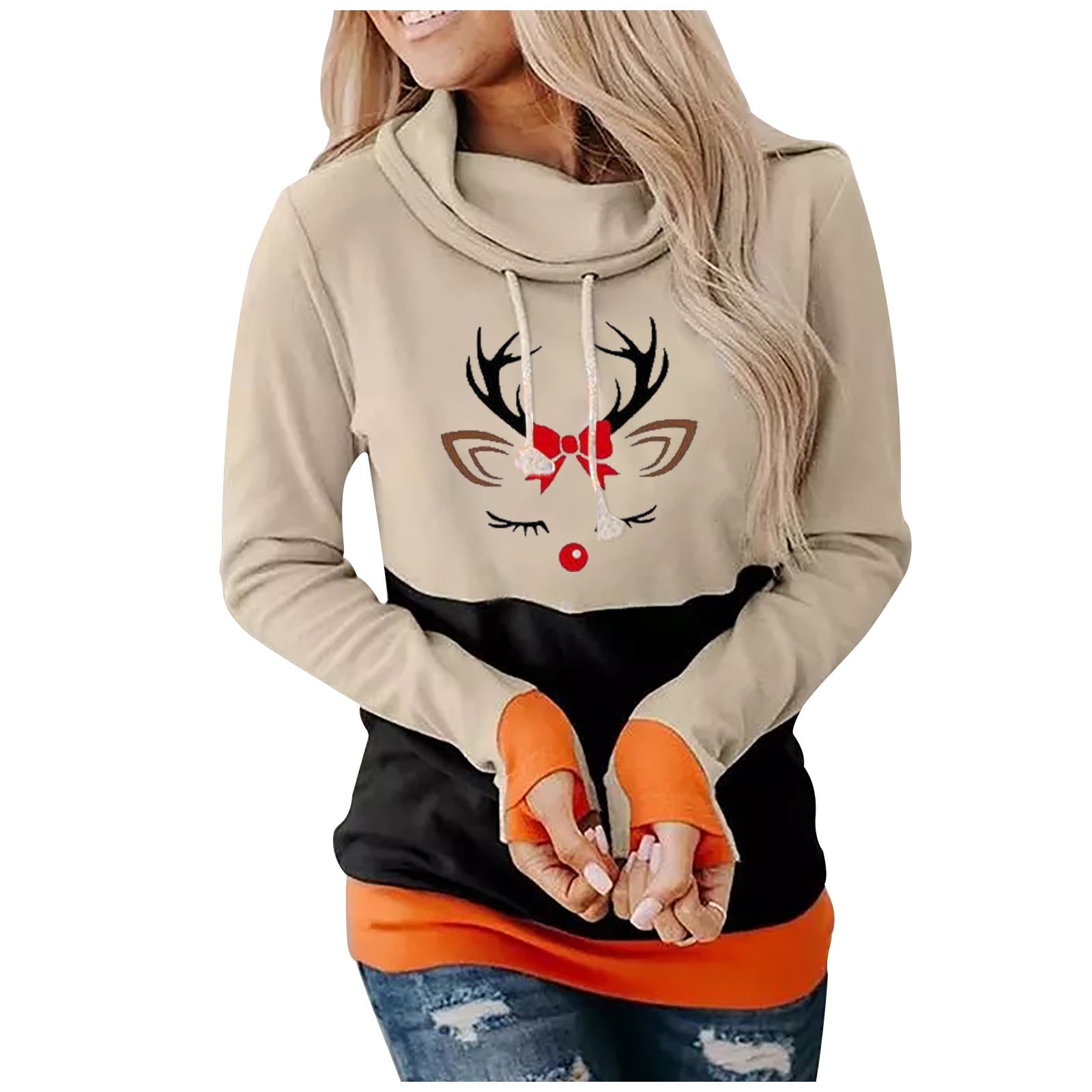 Floleo Women's Sweatshirt Hoodie Clearance Fall Winter Fashin Christmas