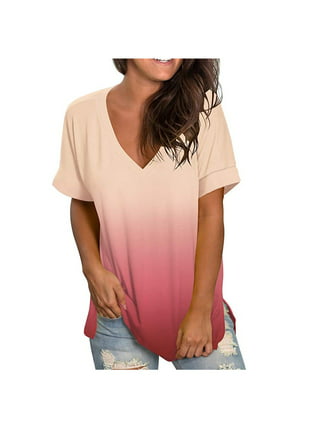 Women Casual T-Shirt Loose Fit Short Sleeve Zipper Tops V Neck Cut Out  Tunic Tee Sexy Cold Shoulder Shirts Blouse 