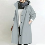 Floleo Womens Trench Coat Knee Length Spring Fall Thin Jacket Womens Lapel Casual Fashion Slim Overcoat Outerwear