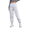 thumbnail image 1 of Floleo Women's cargo pants with elastic waist side pockets adjustable cuffed ankles for outdoor hiking running daily wear lightweight breathable straight leg trousers, 1 of 5