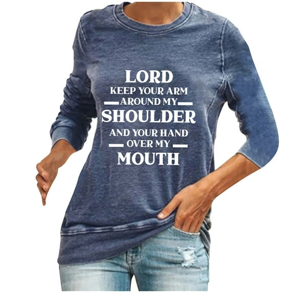 Floleo Womens 3/4 Sleeve Shirts Women's Casual Loose Crew Neck T-Shirt Fashion Printed Tops Womens Blouse