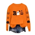 thumbnail image 1 of Floleo Womens Halloween Boo Ghost Pumpkin Print Sweatshirt Crew Neck Long Sleeve Casual Pullover Top with Sleeve Graphic for Fall Festival Party Daily Wear, 1 of 5