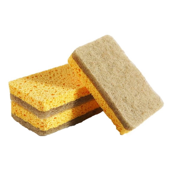 Floleo Wood Pulp Dish Sponge, Natural Kitchen Sponges with Dual-Side Scrubbing, Eco Friendly Compostable Sponges for Washing Dishes and Non Stick Pans