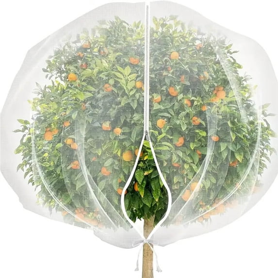 Floleo Zippered Plant Cover, 28x39 Inch Garden Net for Pest and Bird Protection, Reusable Mesh Insect Barrier for Fruits Vegetables and Plants, White Polyethylene