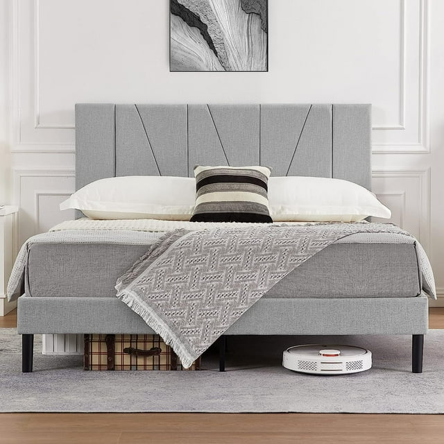 Flolinda Full Size Bed Frame Upholstered Platform with Complete