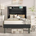 thumbnail image 1 of Flolinda Twin Bed Frame with Wingback Headboard and USB Charging Station, Gray, 1 of 7
