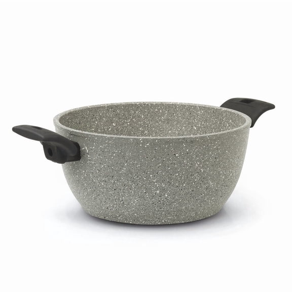 Flonal Monolite Non-Stick Deep Stew Cooking Pot 3.2 Qt (3 L) Forged Aluminum Nonstick Stockpot Granite Soup Pot Induction Cookware, Gray
