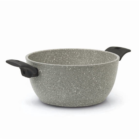 Flonal Monolite Non-Stick Deep Stew Cooking Pot 5.5 Qt (5.2 L) Forged Aluminum Nonstick Stockpot Granite Soup Pot Induction Cookware, Gray