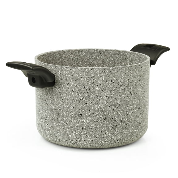 Flonal Monolite Non-Stick Deep Stockpot 4.9 Qt (4.6 L) Forged Aluminum Nonstick Cooking Pot Granite Soup Pot Induction Cookware, Gray