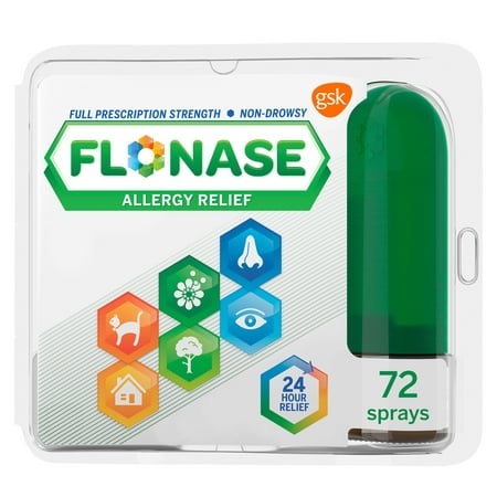 Flonase 24 Hour Non-Drowsy Decongestant Allergy Relief Medicine Nasal Spray, 72 Sprays