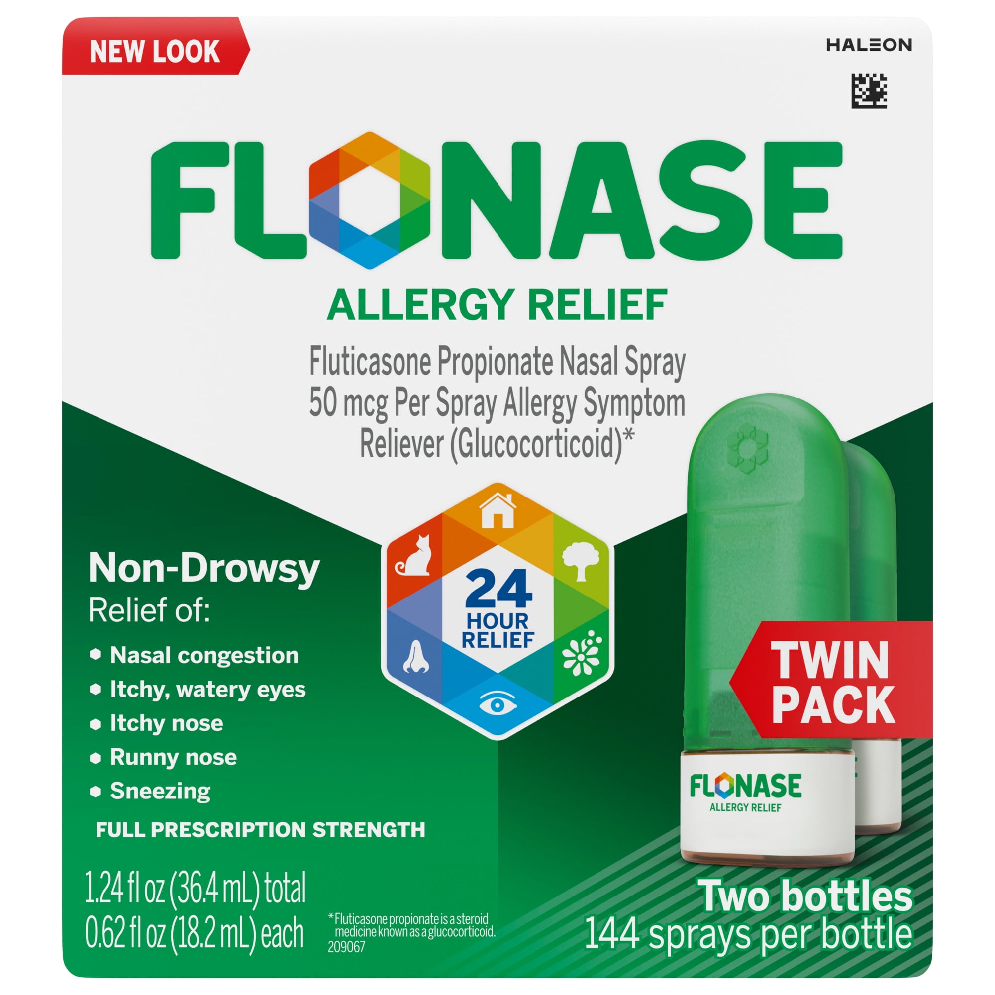 Flonase 24 Hour NonDrowsy Decongestant Allergy Relief Medicine Nasal