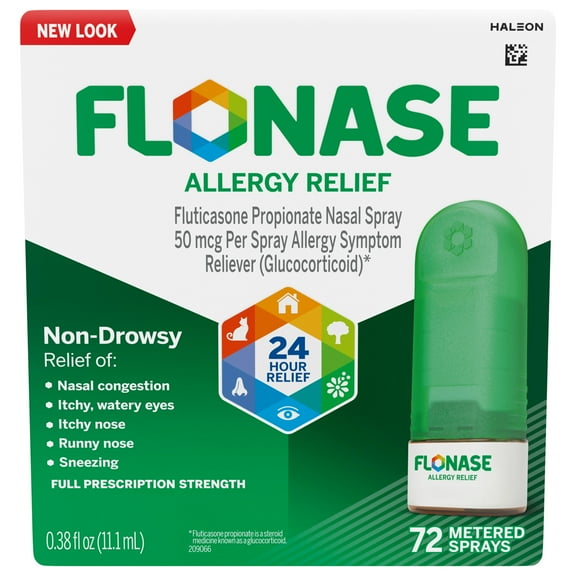Flonase 24 Hour Non-Drowsy Decongestant Allergy Relief Medicine Nasal Spray, 72 Sprays