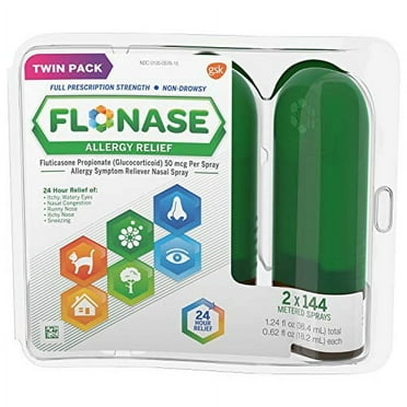 Flonase Allergy Relief Nasal Spray, 24 Hour Non Drowsy Allergy Medicine, Metered Nasal Spray - 144 Sprays