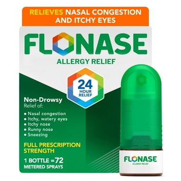 Flonase Nasal Spray 24 Hour Non-Drowsy Allergy Relief Medicine, 72 Sprays