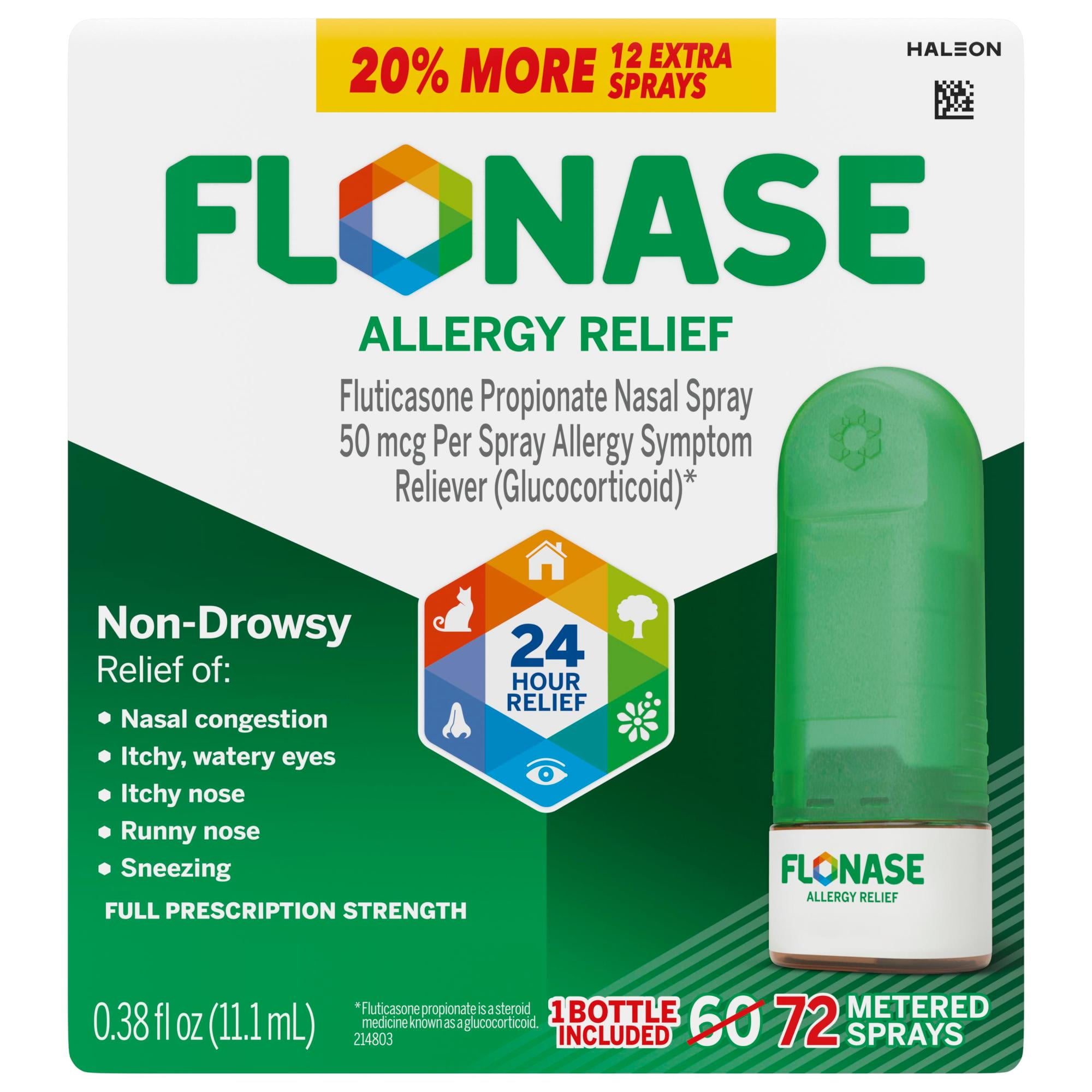 Flonase Allergy Relief Nasal Spray - Non-Drowsy 24HR Long Lasting Multi-Symptom Allergy Relief - 72 Sprays