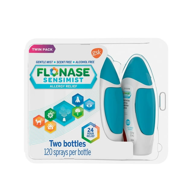 Flonase Sensimist Allergy Relief Spray, Non Drowsy Allergy Medicine, 120 Sprays, 2 Pack