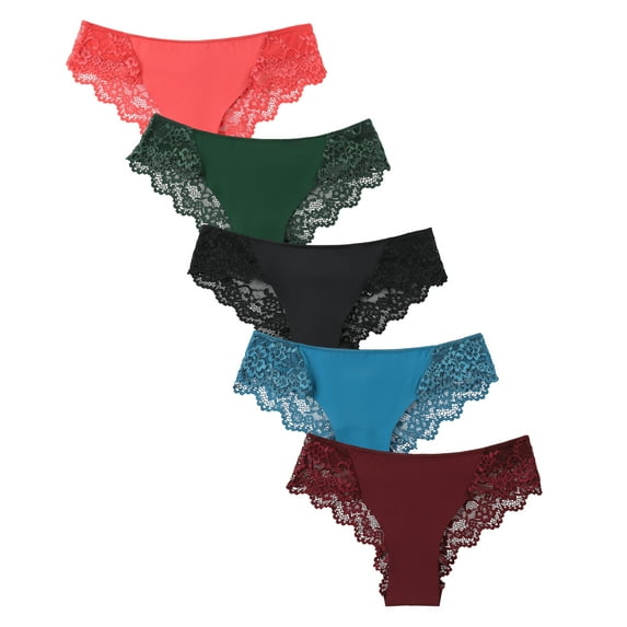 Flonica Lace Hipster Panties for Women, Women's Underwear Tanga, Pack of 5