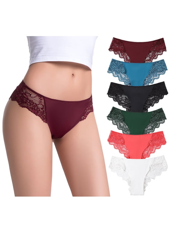 Cheeky Lace Hipster Panties for Women, Stretchy Women's Underwear Tanga, Pack of 6