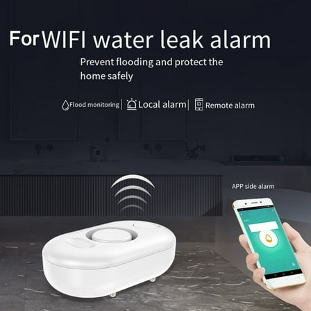 Flood Alarm Smart Home Water Sensor Flood Prevention Abs Material Bathroom Use Battery Operated High-Decibel Alarm