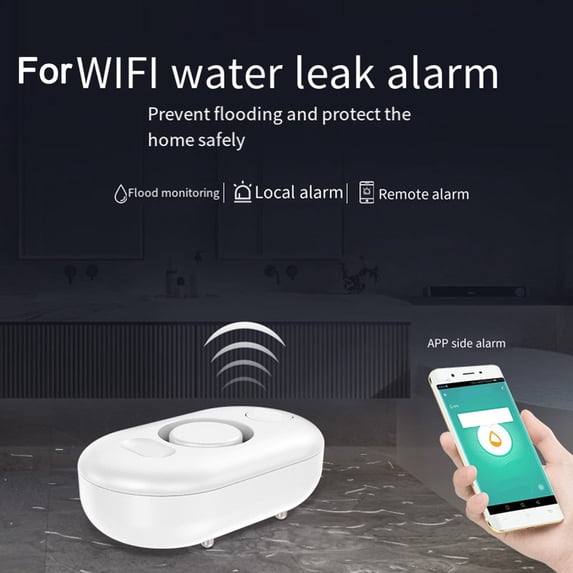 Flood Alarm Smart Home Water Sensor Flood Prevention Abs Material Bathroom Use Battery Operated High-Decibel Alarm