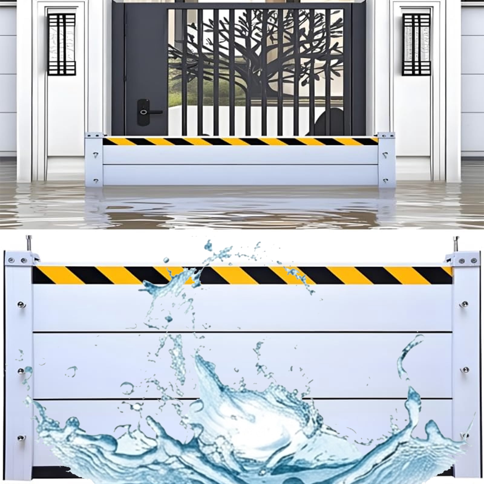 Flood Barriers for Home Exterior - Aluminum Alloy Outdoor Garage Doors Water Barriers for Flooding,H23.6 Inch/L11FT