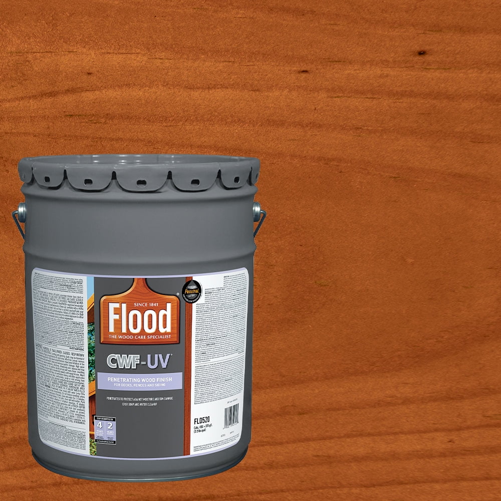 Flood CWFUV Wood Finish, 5 Gallon, Exterior Fence Redwood Stain for Outdoor Weather