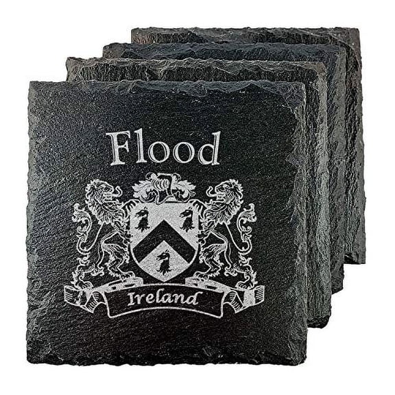 Flood Irish Coat of Arms Slate Coasters - Set of 4