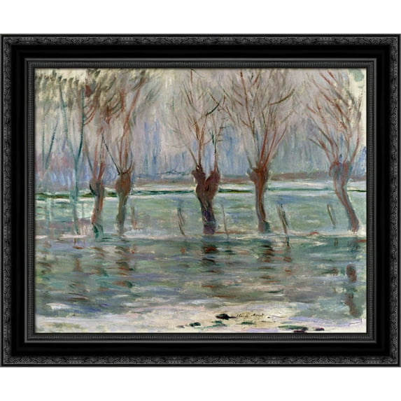 Flood Waters 24x20 Black Ornate Wood Framed Canvas Art by Monet, Claude