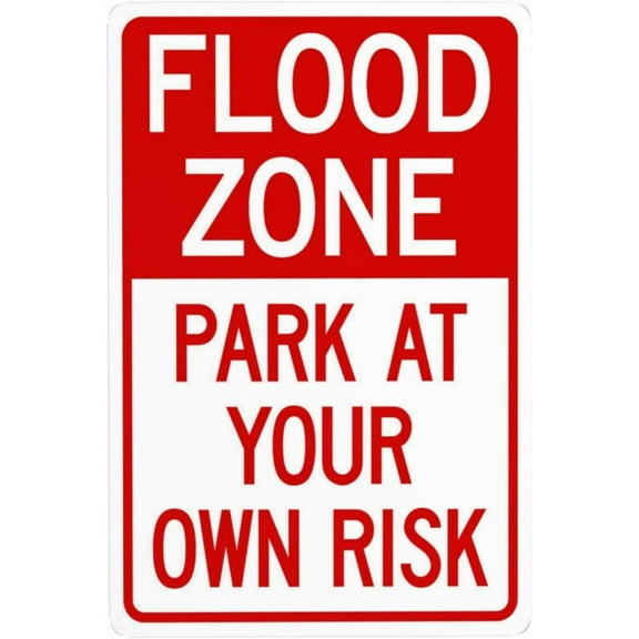 Flood Zone Cautions Security Posted Warning Metal Sign Tin Signs Aluminum Plaque For Outdoors Use Yard Farm Fence Home Wall Decor 8X12 Inch