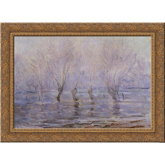 Flood at Giverny 24x20 Gold Ornate Wood Framed Canvas Art by Monet, Claude