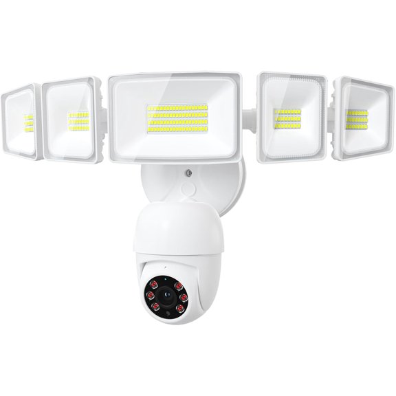 Floodlight Camera Outdoor, 2K QHD Smart Home Security Cam with Motion-Activated, 5500LM Brightness 5 Heads Light, 360 Pan & Tilt, 2-Way Audio, Cloud/SD Storage, Color Night Vision