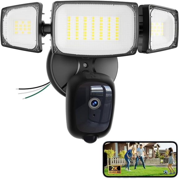 Floodlight Camera Outdoor - QHD Cam with Motion-Activated Flood Lights, Custom Detection Zones, Color Night Vision, 2-Way Talk & 55W Dimmable Lighting Black