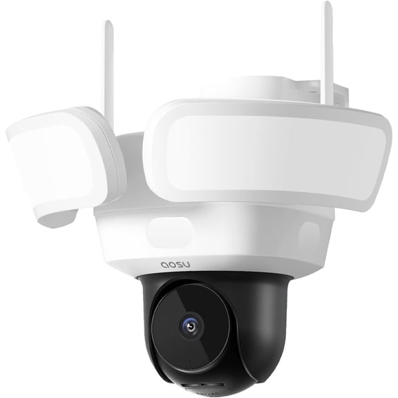 Floodlight Camera Wired, 3K UHD Security Outdoor, 360 Coverage Surveillance, 24/7 Recording, Motion Detection, 2600-Lumen Motion-Activated Floodlight, Color Night Vision