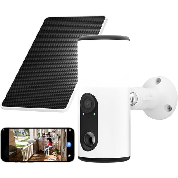 Floodlight Camera with Solar Panel, 4MP Cameras for , 2 Way Audio, PIR Motion Sensor, 2.4G/5G Dual Band WiFi, SD/Cloud Storage