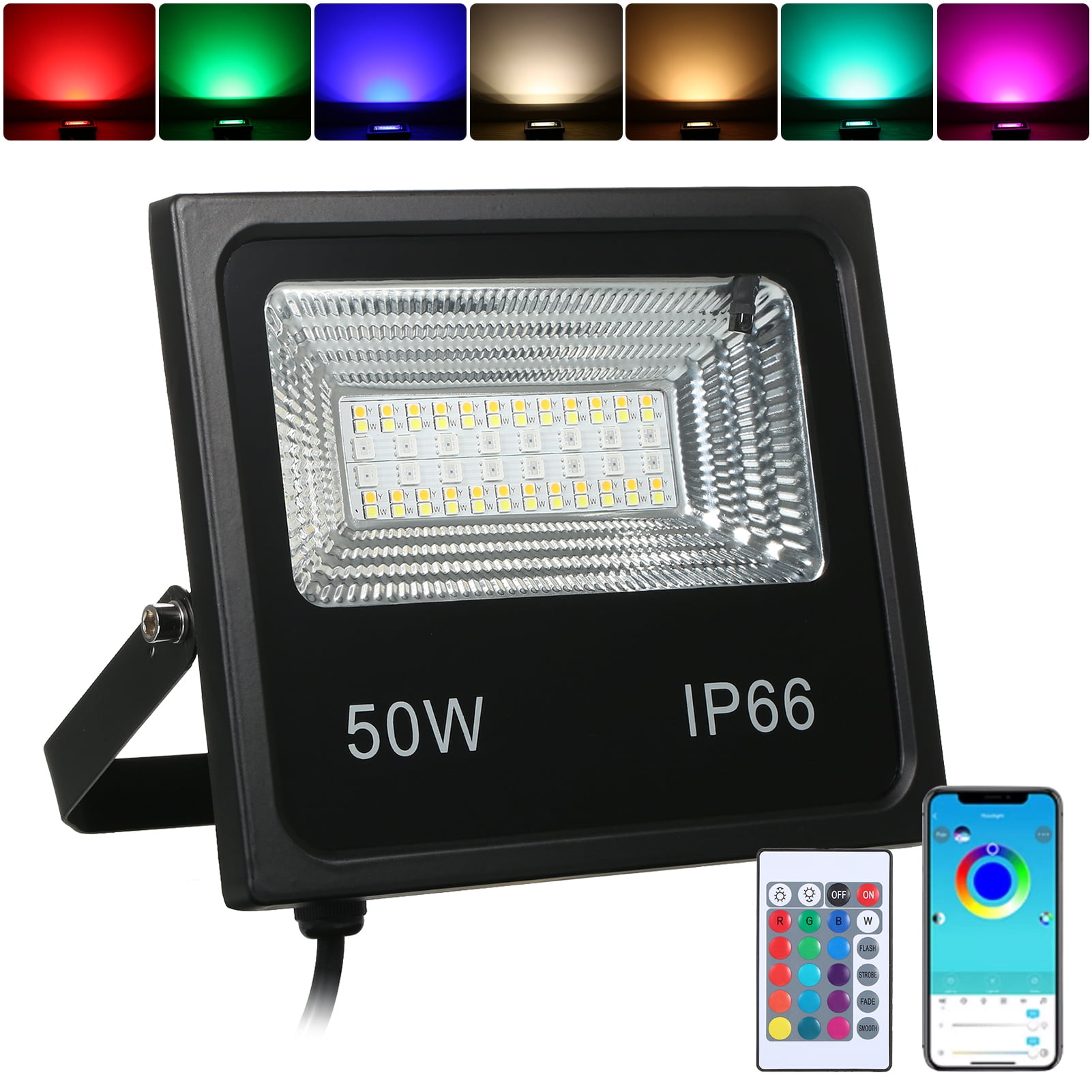 Floodlight,Lamp Ip66 Water 50w 64leds Leds Lamp Ip66 Adjustable/ Resistance With App 64leds Leds Flood Ip66 Water Resistance Water Resistance With C85-265v 50w 64leds Mewmewcat