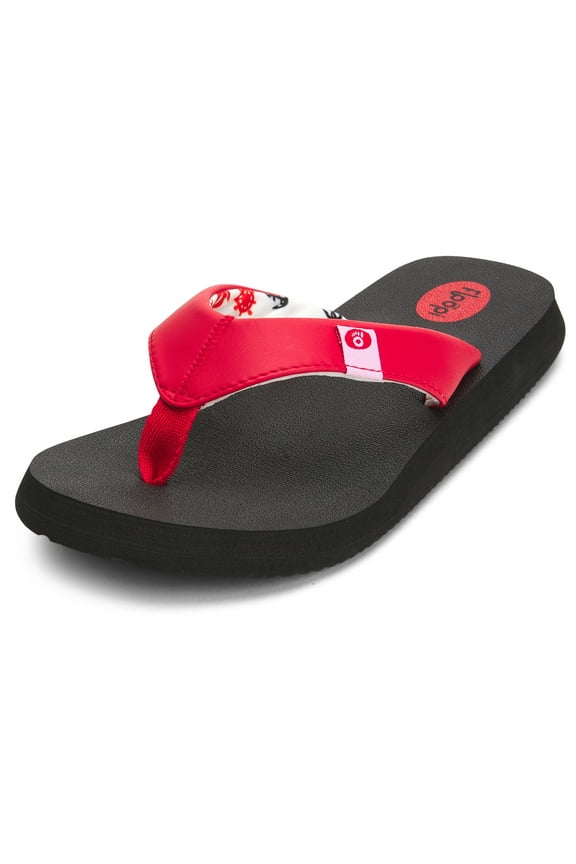 Classic Summer Flip Flop Thong Sandals for Women Comfort Strap and Yoga Mat Padding Insoles for Support Printed Soft Jersey Lining Non Slip Soles