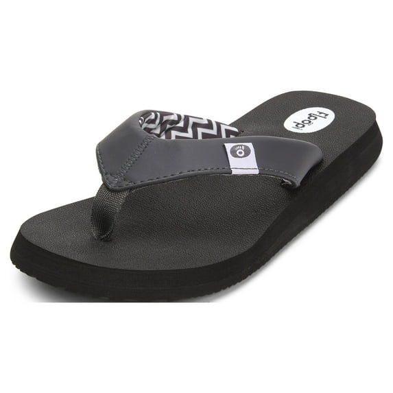Floopi Classic Summer Flip Flop Thong Sandals for Women Comfort Strap and Yoga Mat Padding Insoles for Support Printed Soft Jersey Lining Non Slip Soles