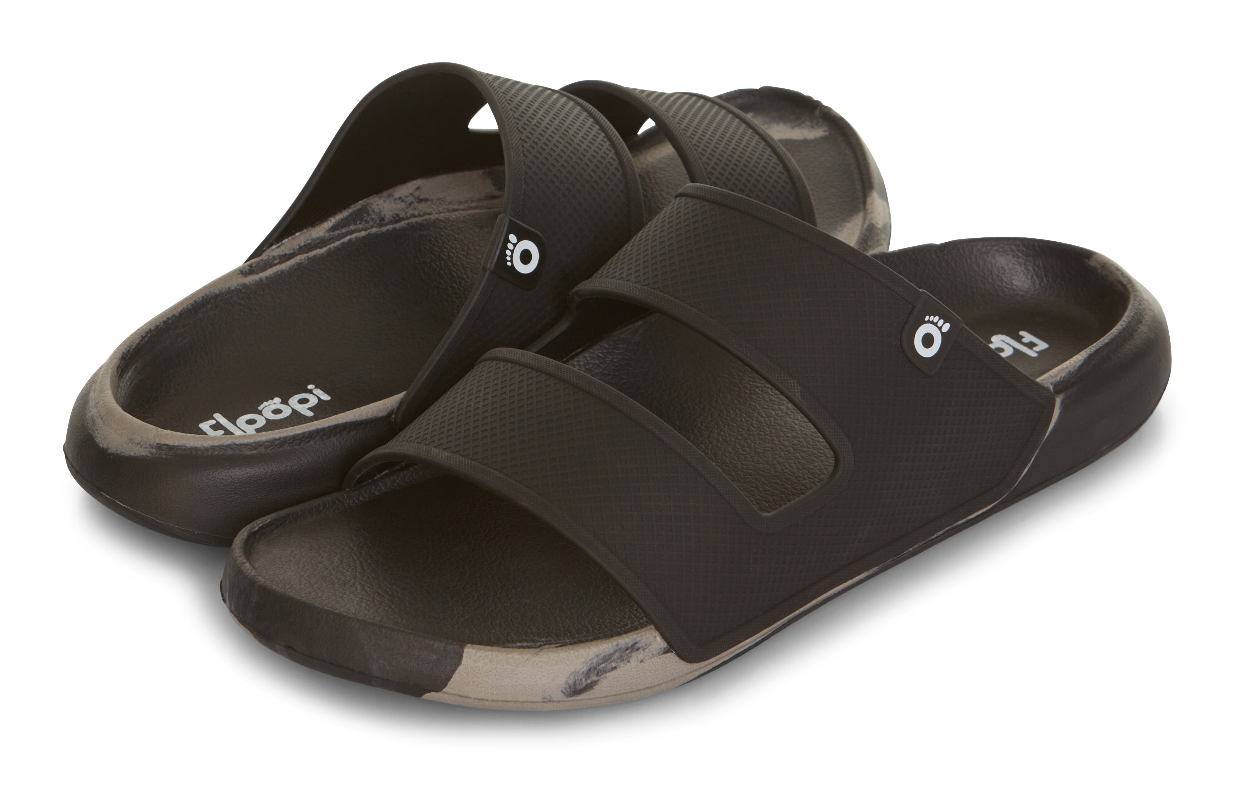 Flip Flops for Men with Double Straps Men Beach Sandals With Heal and Arch Support Comfort Fit Men Slides with Indoor & Outdoor Anti Skid Soles, Color Black, Size 9