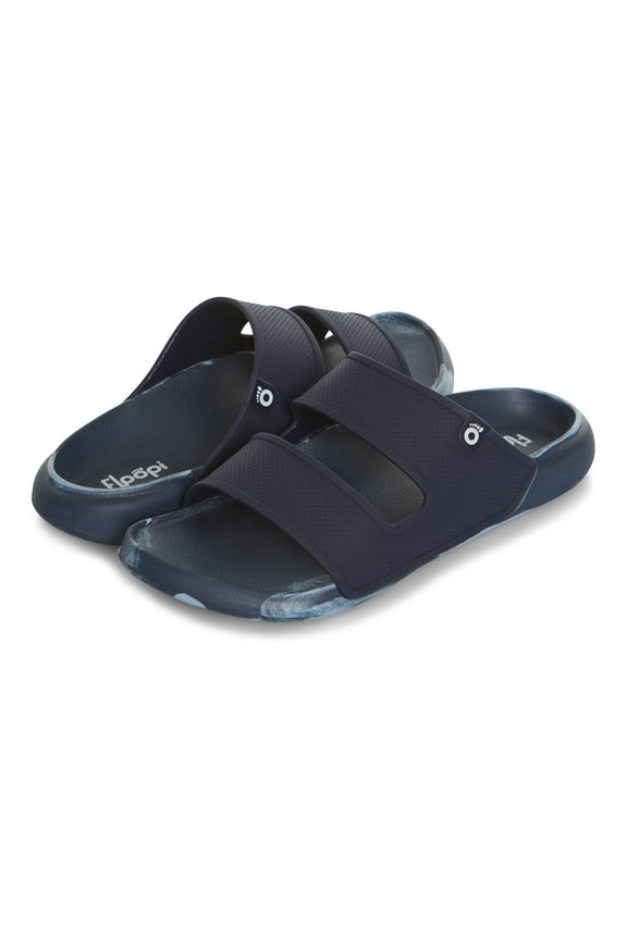 Flip Flops for Men with Double Straps Men Beach Sandals With Heal and Arch Support Comfort Fit Men Slides with Indoor & Outdoor Anti Skid Soles, Color Navy, Size 10