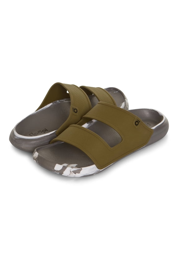 Flip Flops for Men with Double Straps Men Beach Sandals With Heal and Arch Support Comfort Fit Men Slides with Indoor & Outdoor Anti Skid Soles, Color Green, Size 8