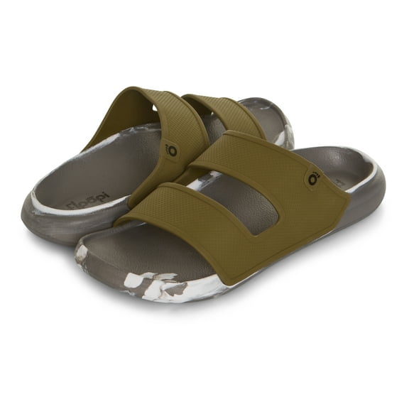 Floopi Flip Flops for Men with Double Straps Men Beach Sandals With Heal and Arch Support Comfort Fit Men Slides with Indoor & Outdoor Anti Skid Soles, Color Green, Size 9