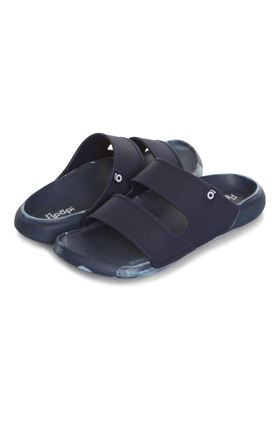 Flip Flops for Men with Double Straps Men Beach Sandals With Heal and Arch Support Comfort Fit Men Slides with Indoor & Outdoor Anti Skid Soles, Color Navy, Size 10