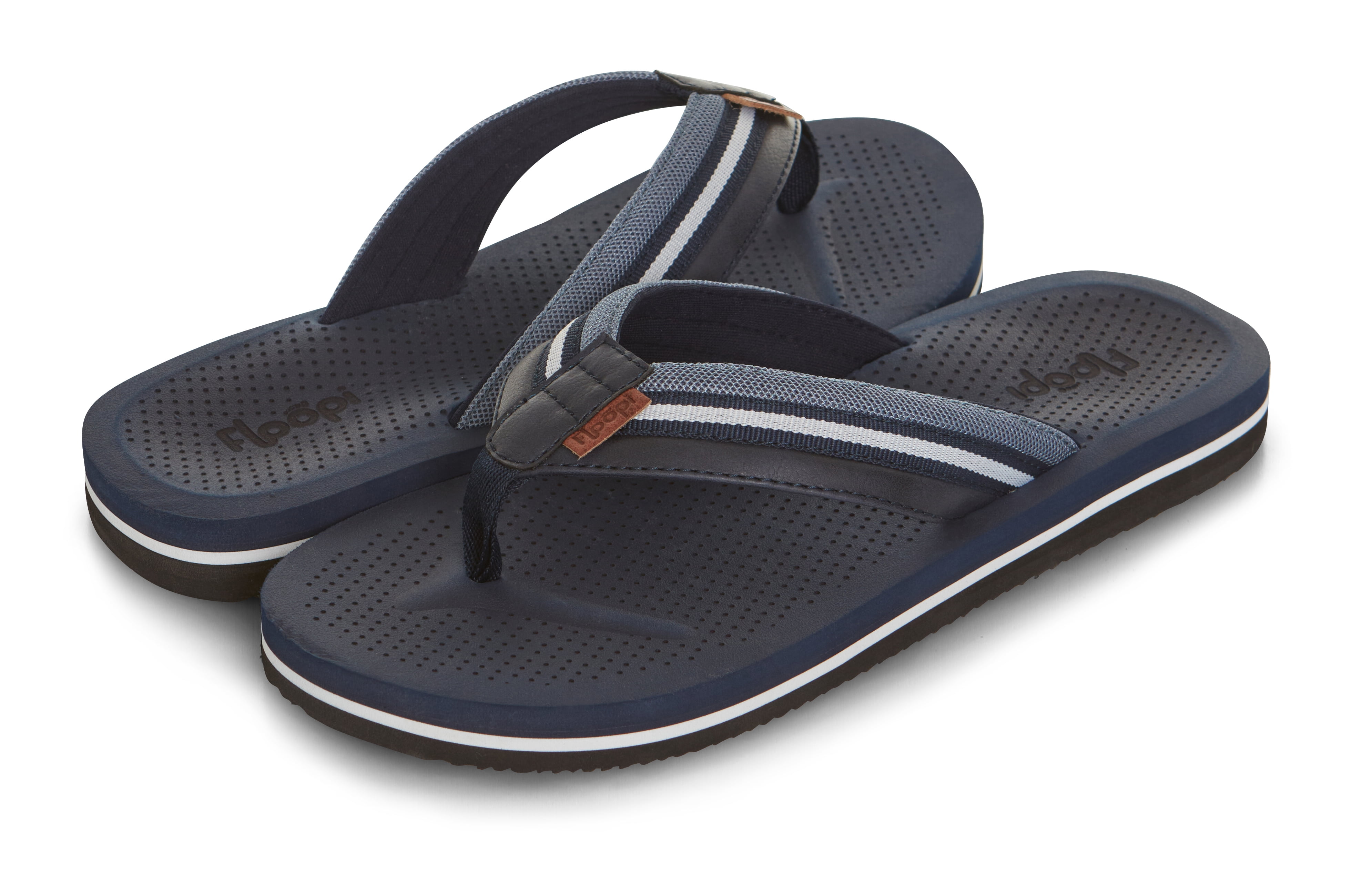 Flip Flops for Men Premium Canvas Men Beach Sandals With Dotted Texture Footbed Comfort Fit Sandals with Indoor & Outdoor Anti Skid Soles, Color Navy, Size 9