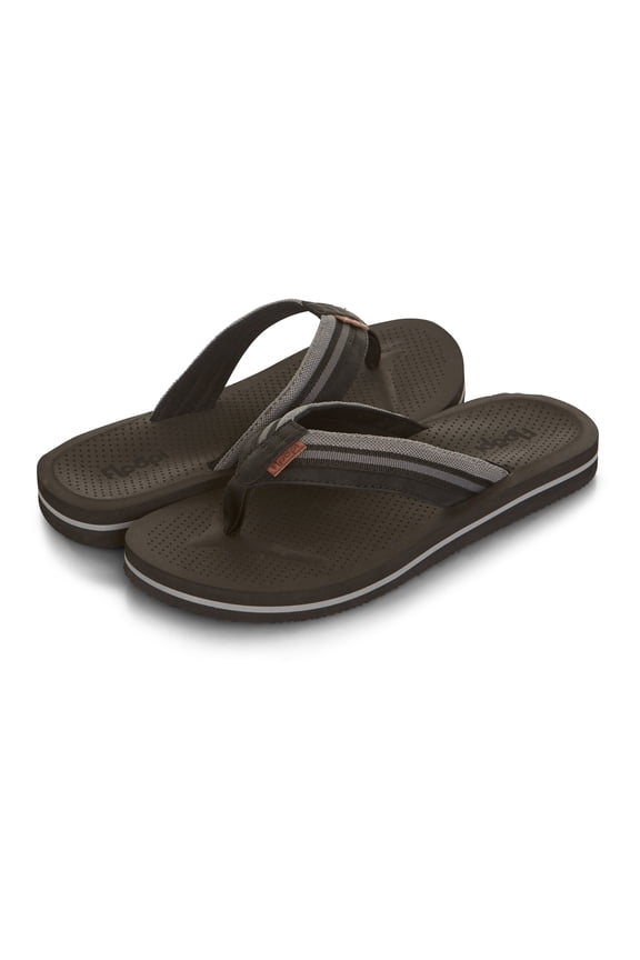 Flip Flops for Men Premium Canvas Men Beach Sandals With Dotted Texture Footbed Comfort Fit Sandals with Indoor & Outdoor Anti Skid Soles, Color Black, Size 9