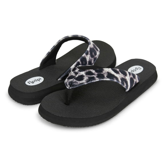 Floopi Flip Flops for Women Animal Print Casual Flat Yoga Mat Thong Women’s Sandals, Ladies Beach Sandals with Indoor & Outdoor Anti-Skid Soles.
