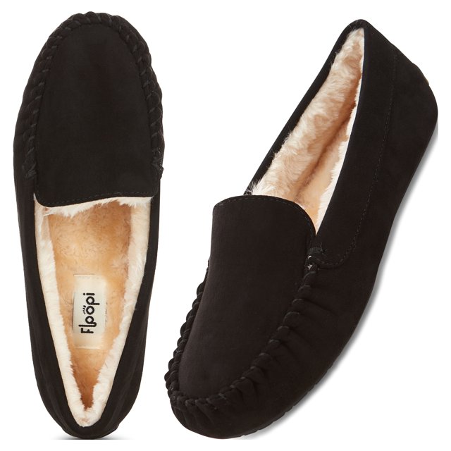 Floopi Women's Fur Lined Clog Slippers - Memory Foam, Anti-Skid Sole For Indoor & Outdoor