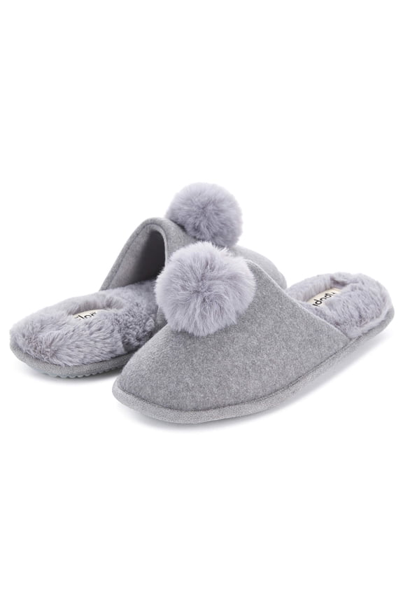Women’s Daisy Pom Pom Felt Scuff Slipper