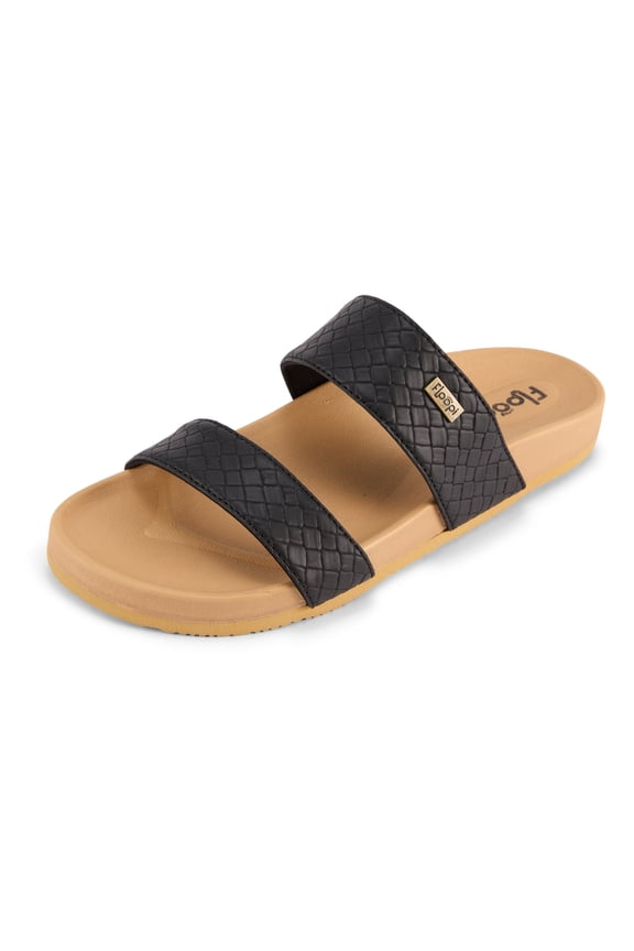 Women’s Double Strap Slide Sandals, Faux Leather Cross Strap Slides with Arch Support, Lightweight Non-Slip Comfort Sandals, Casual Slip-On Everyday Sandals for Women.