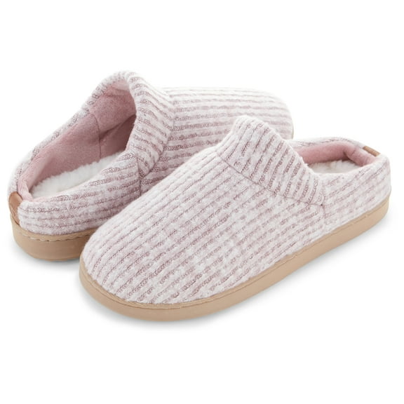 Floopi Women's Fuzzy Ribbed Knit Clog Slipper