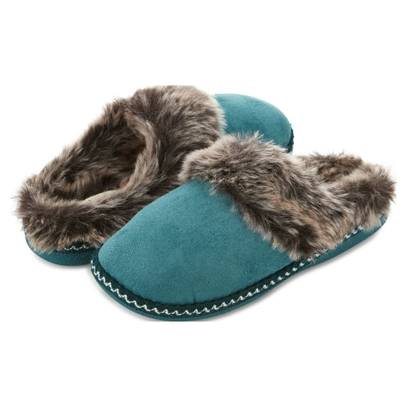 Floopi Women's Indoor Outdoor Aztec Faux Fur Lined Clog Slipper W/Memory Foam
